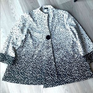 Opera Single Button Blazer Jacket A-Line Ombre XL Black White Vintage